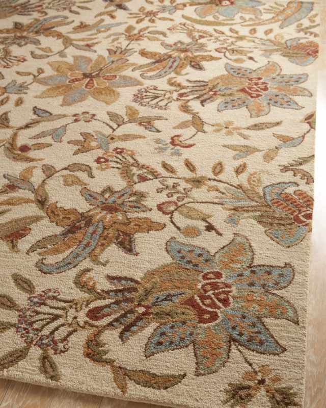 Ivory Jacobean Rug, 9" x 12"